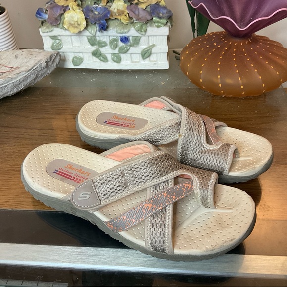 SKECHERS WOMENS REGGAE SLIM SLIDE SANDALS SZ 8 - Picture 1 of 7